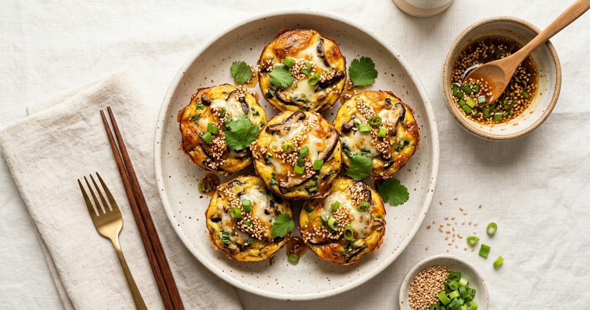 Air Fryer Chinese Five-Spice Egg Muffins with Sesame-Scallion Butter