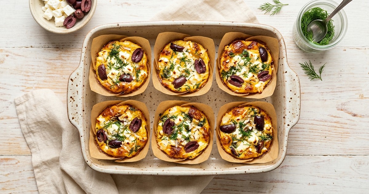 Air Fryer Coconut Frittata Cups with Feta, Olives & Dill