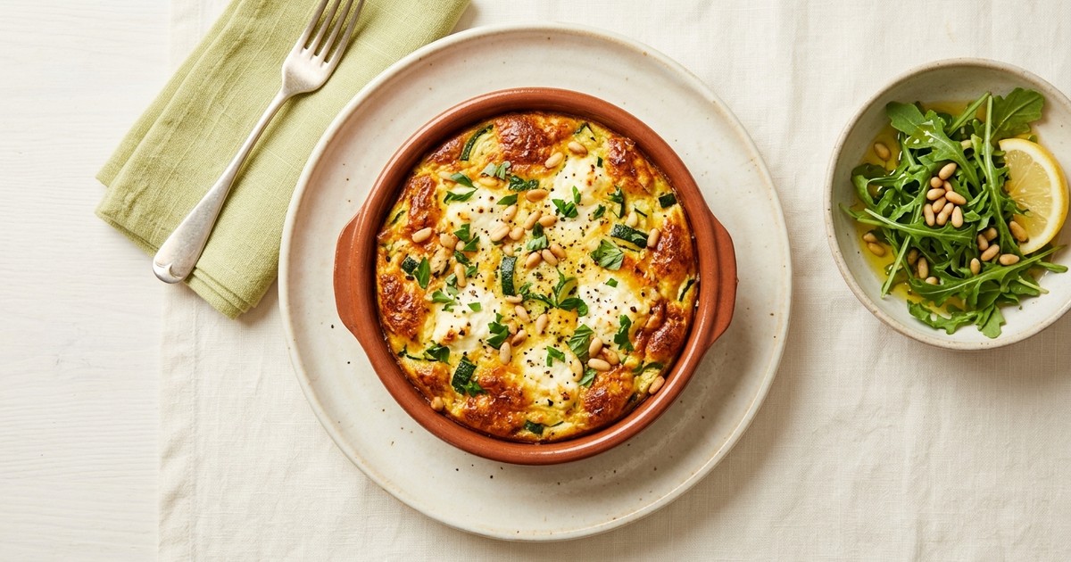 Air Fryer Italian Egg Torta with Ricotta, Zucchini & Pine Nuts