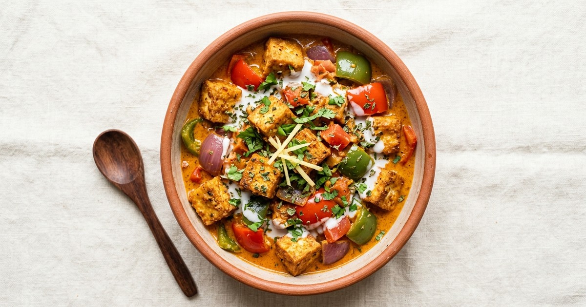 Air Fryer Kadai Tofu with Creamy Coconut Masala