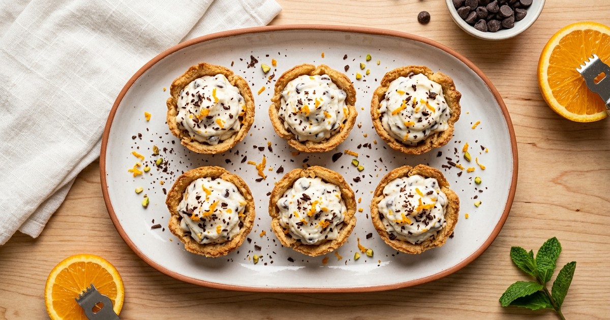 Air Fryer Ricotta Cannoli Cups with Dark Chocolate & Orange Zest