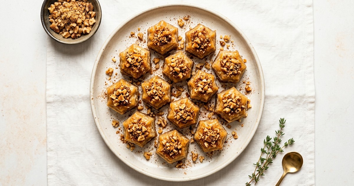 Air Fryer Tahini Baklava Bites with Orange Blossom Walnut Crumble