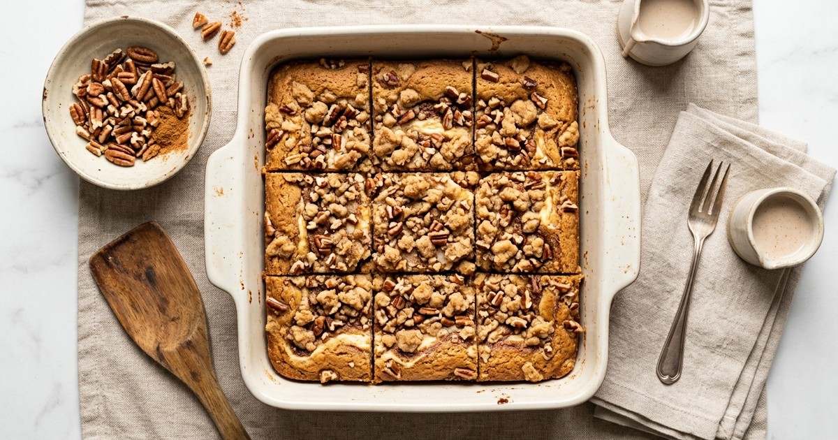 Batch-Prep Cinnamon Cream Cheese Blondie Bars with Pecan Crumble