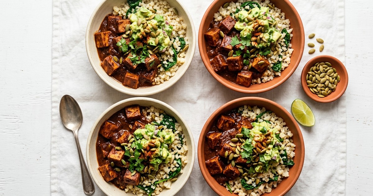 Batch-Prep Coconut-Ancho Tofu Bowls with Pepita-Avocado Salsa