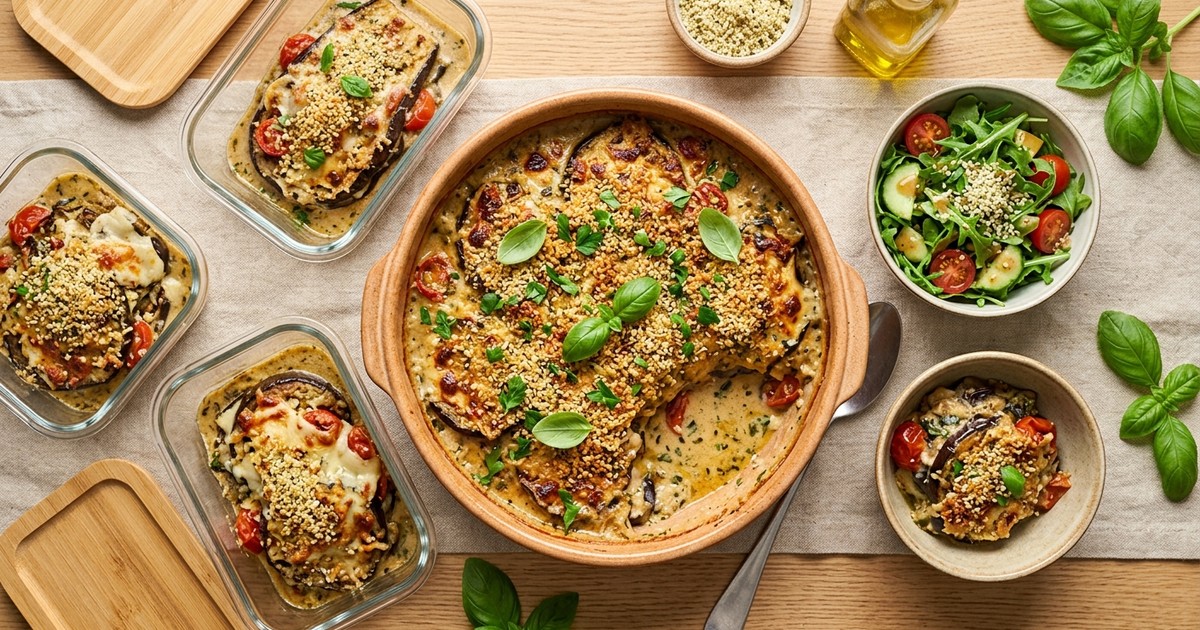 Batch-Prep Italian Coconut Cream Melanzane with Hemp Parmesan