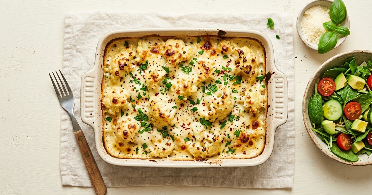 Batch-Prep Italian Mascarpone-Ricotta Cauliflower Gratin