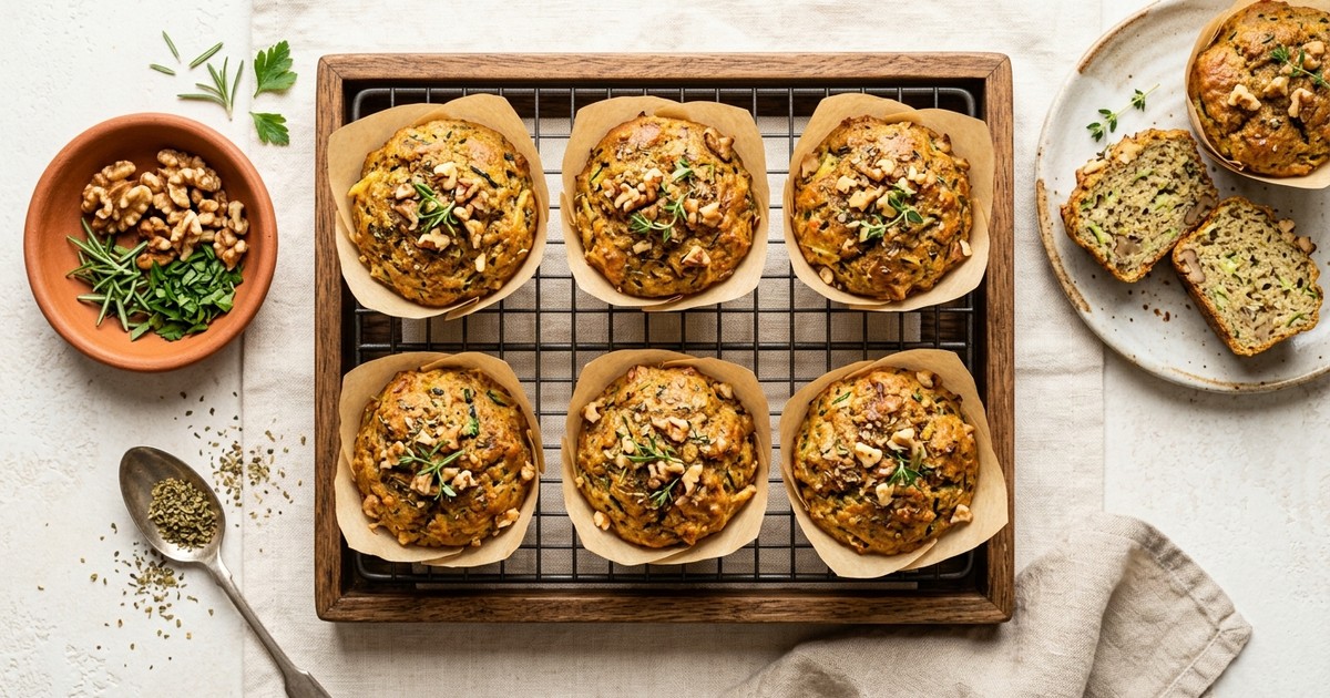 Batch-Prep Italian Zucchini & Walnut Breakfast Muffins (Vegan Keto)