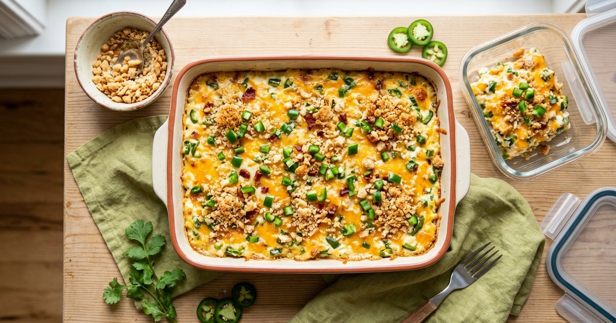 Batch-Prep Jalapeño Popper Casserole with Crispy Almond Crumble