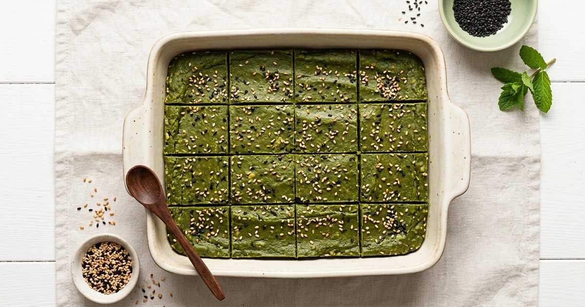 Batch-Prep Japanese Matcha Almond Fudge Squares with Toasted Sesame