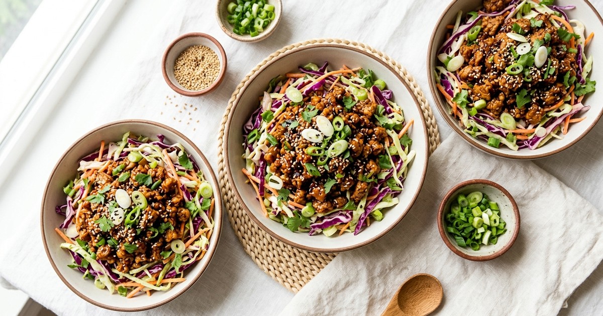 Batch-Prep Korean Sesame-Garlic Tempeh Bowls with Coconut Slaw