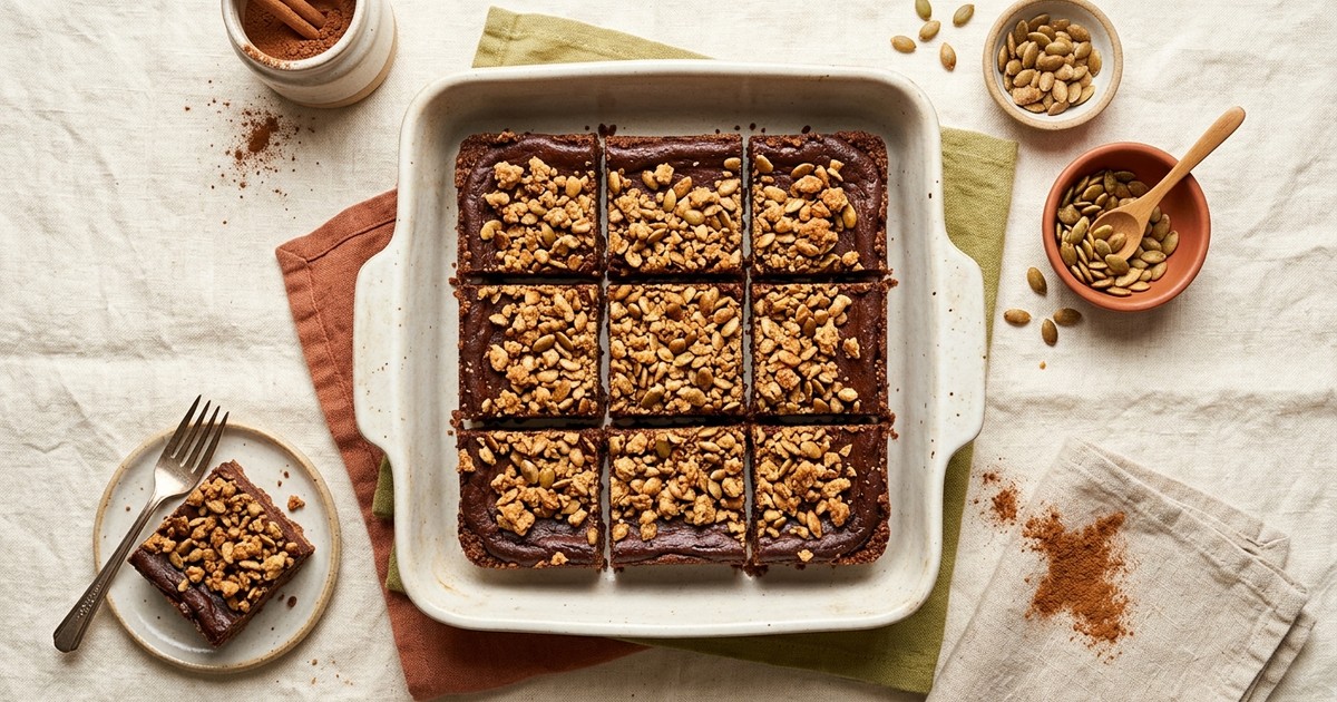 Batch-Prep Mexican Chocolate Cheesecake Bars with Pepita Crumble
