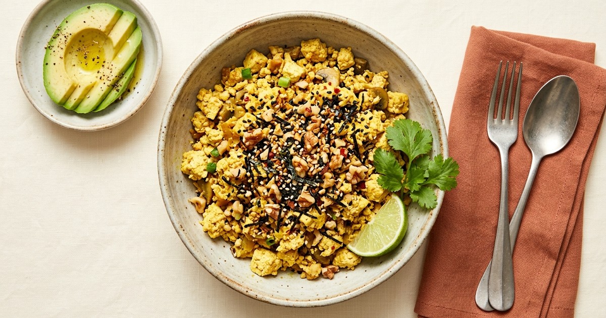 Batch-Prep Miso-Ginger Tofu Scramble with Walnut-Sesame Furikake