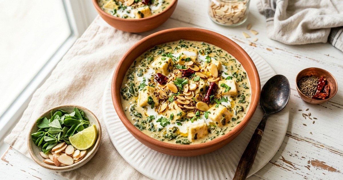 Batch-Prep Paneer Methi Malai with Toasted Almond Tadka