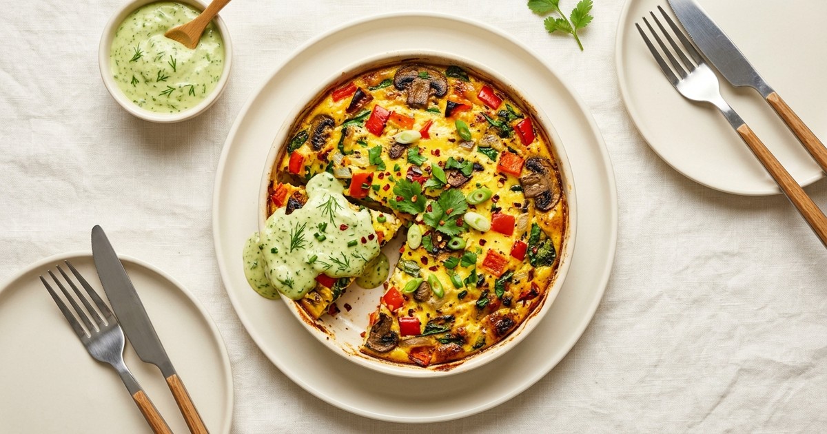 Batch-Prep Smoky Western Egg Casserole with Avocado Ranch