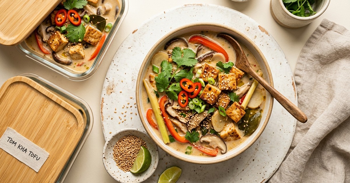 Batch-Prep Thai Coconut Tom Kha Tofu Stew with Crispy Sesame