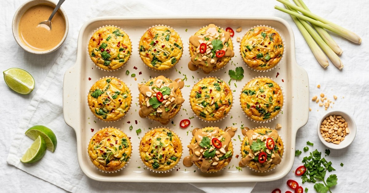 Batch-Prep Thai Lemongrass Egg Muffins with Coconut-Peanut Drizzle