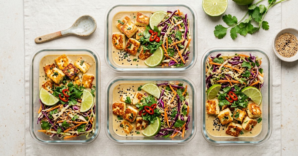 Batch-Prep Thai Lemongrass Halloumi & Coconut Cabbage Bowls