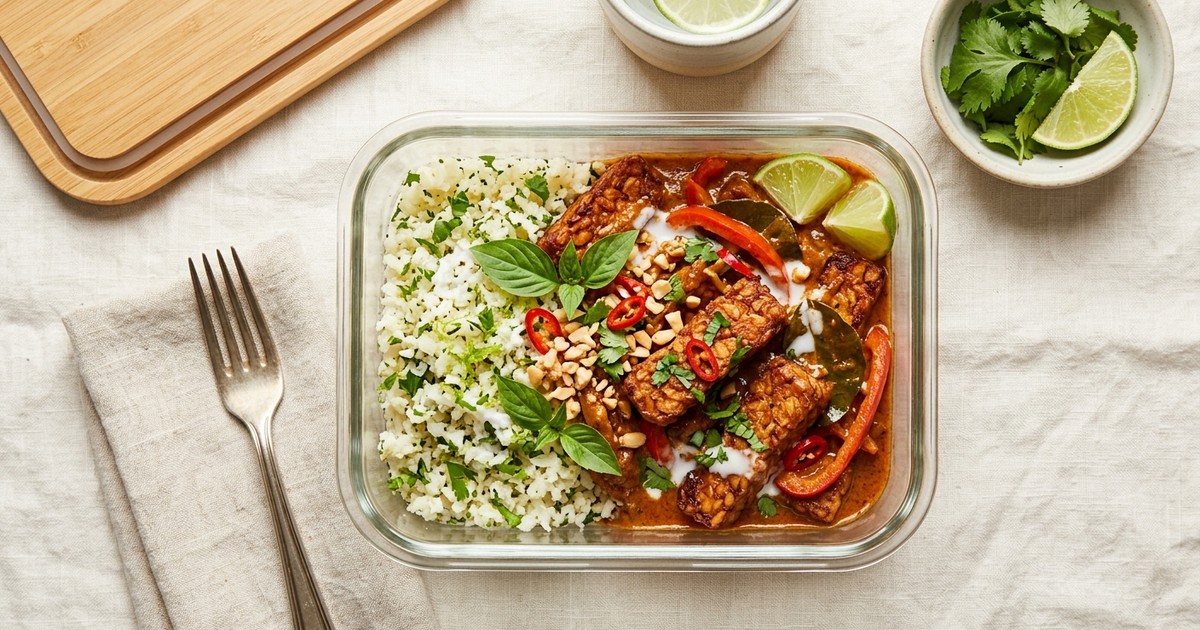 Batch-Prep Thai Panang Tempeh with Coconut-Lime Cauliflower Rice