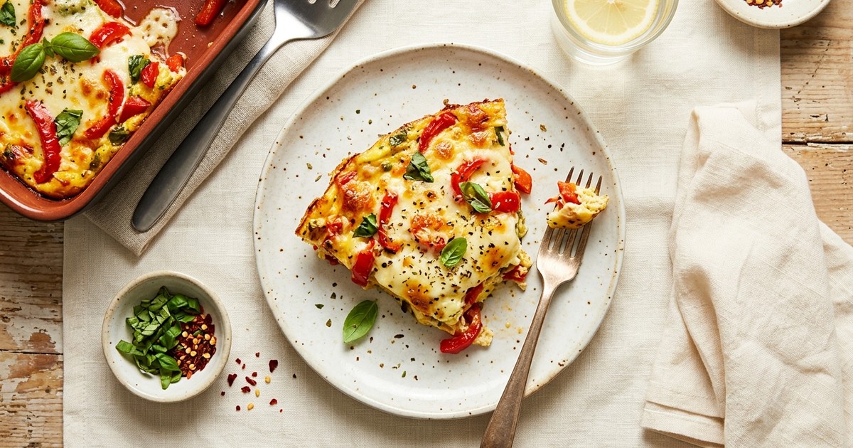 Meal-Prep Italian Mozzarella & Roasted Pepper Breakfast Bake