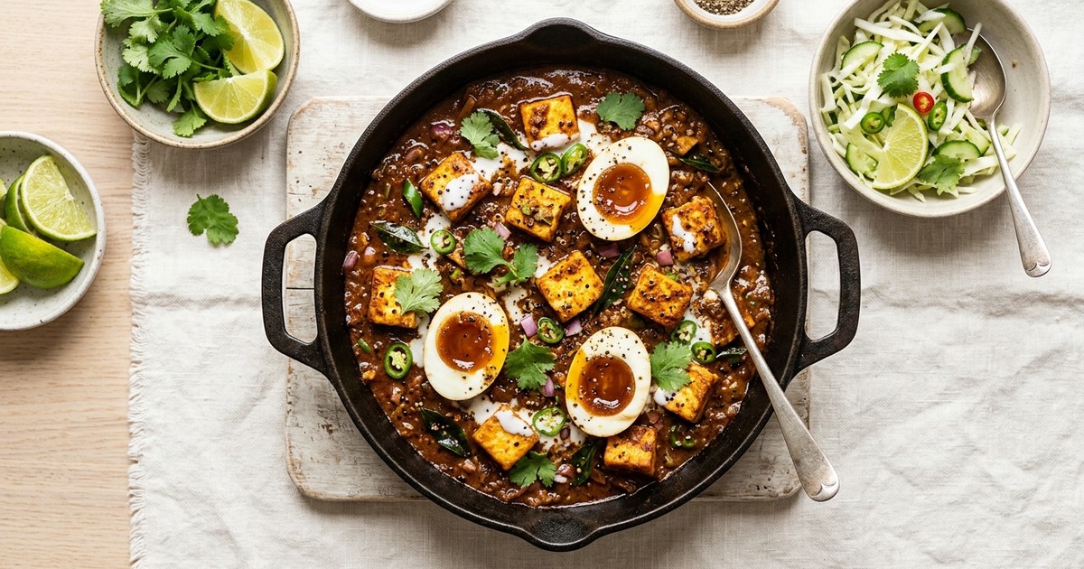 One-Pan Chettinad Egg & Paneer Pepper Curry with Coconut Cream