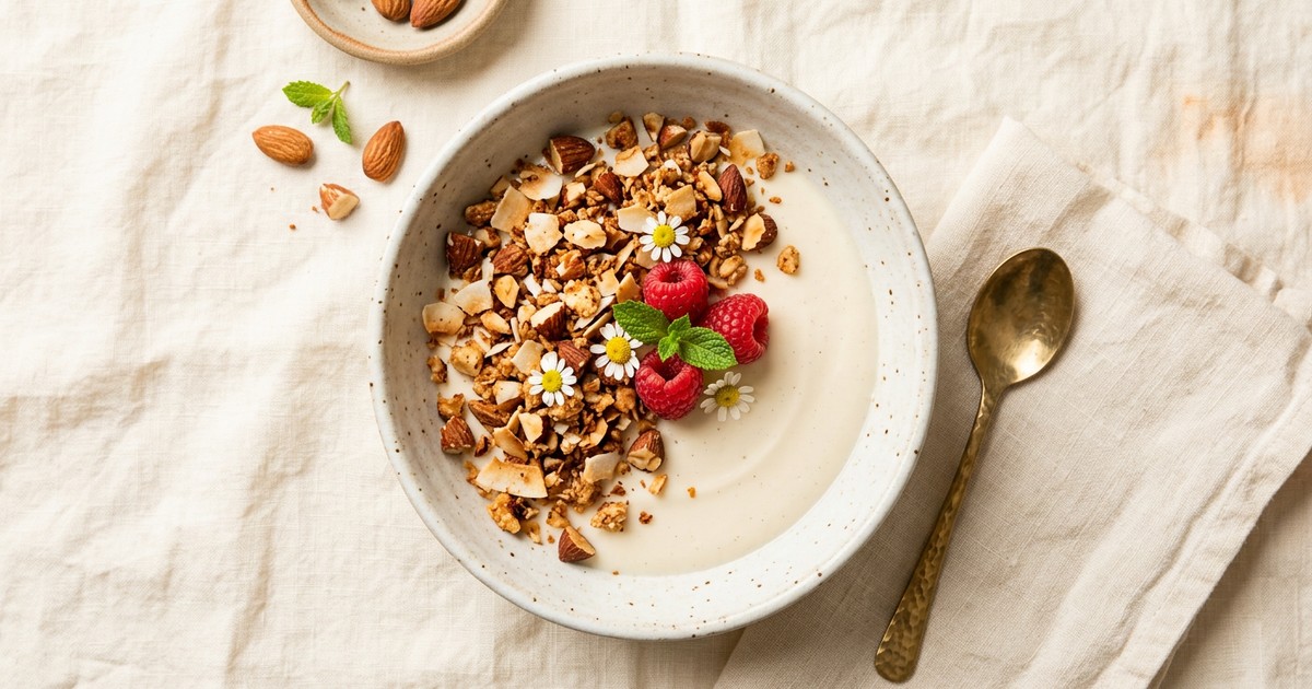 One-Pot Vegan Coconut Panna Cotta with Amaretto Almond Crumble
