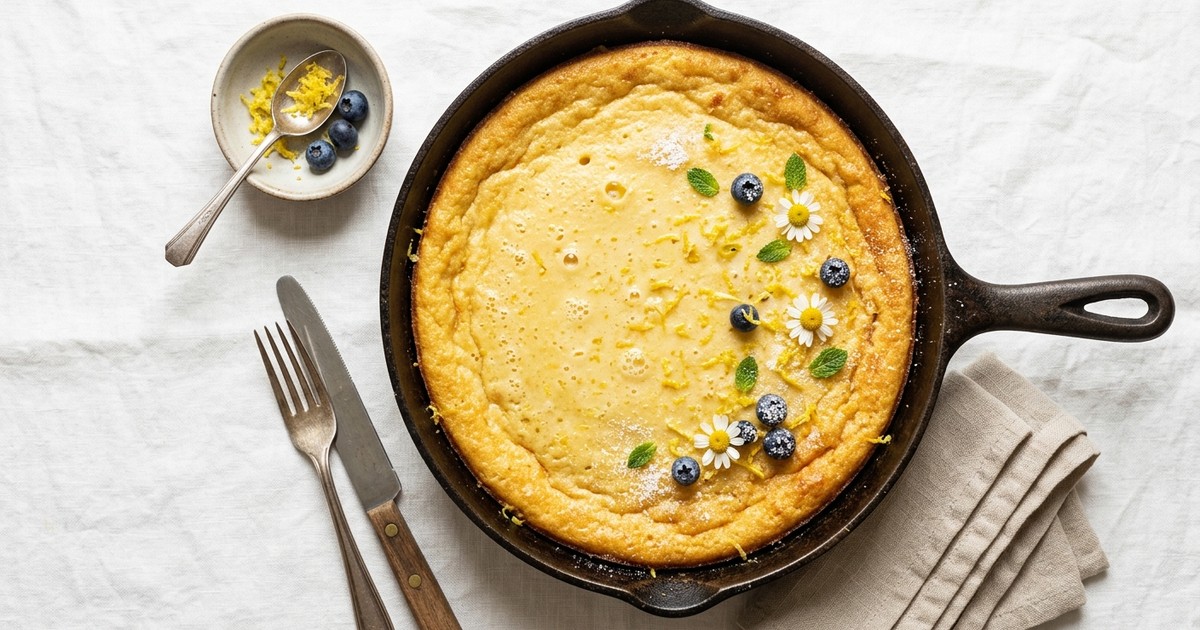 One-Skillet Italian Lemon Ricotta Custard Cake