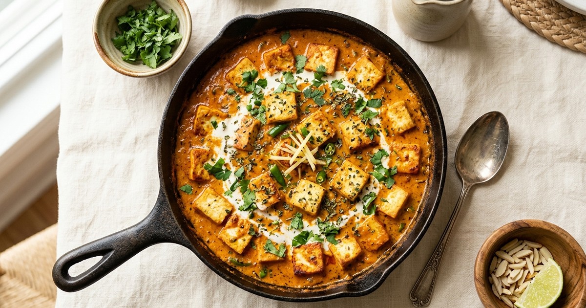 One-Skillet Tofu Lababdar in Velvety Tomato-Cream Sauce