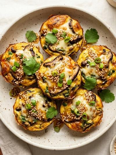 Air Fryer Chinese Five-Spice Egg Muffins with Sesame-Scallion Butter