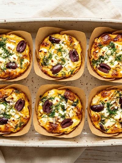 Air Fryer Coconut Frittata Cups with Feta, Olives & Dill