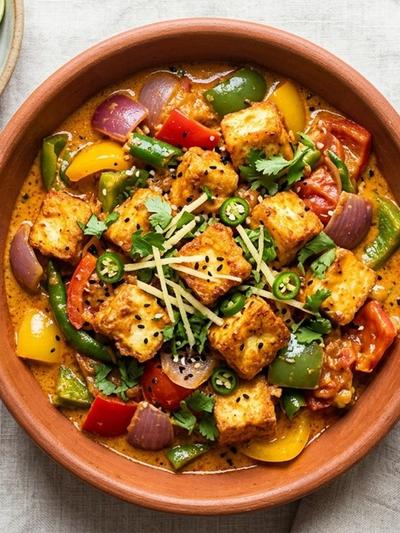 Air Fryer Crispy Paneer Jalfrezi with Coconut Cream Masala