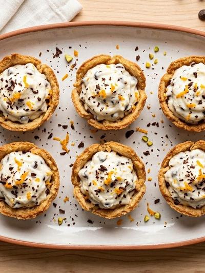 Air Fryer Ricotta Cannoli Cups with Dark Chocolate & Orange Zest