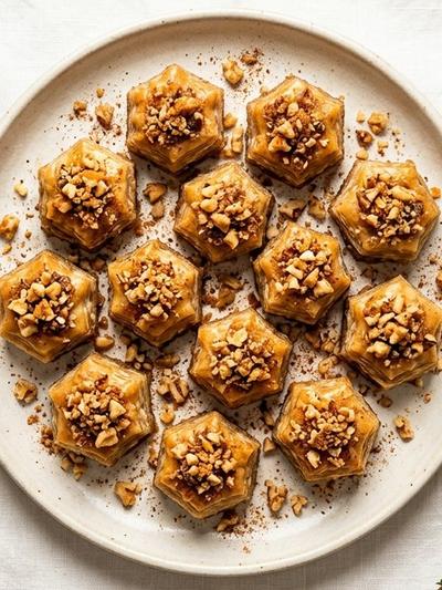 Air Fryer Tahini Baklava Bites with Orange Blossom Walnut Crumble