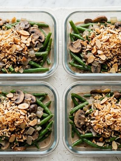 Batch-Prep Coconut Cream Green Bean Casserole with Almond Crumble