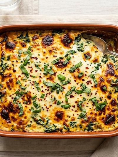 Batch-Prep Creamy Ricotta & Spinach Bake with Golden Mozzarella