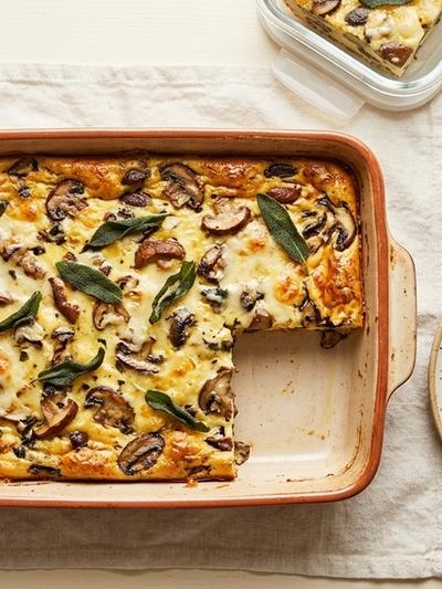 Batch-Prep Italian Mushroom & Fontina Egg Bake with Crispy Sage
