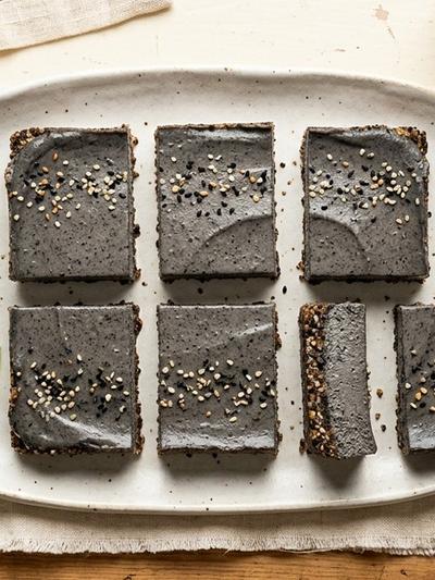 Batch-Prep Korean Black Sesame Cheesecake Bars with Walnut-Hemp Crust