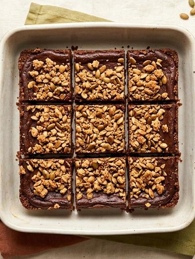 Batch-Prep Mexican Chocolate Cheesecake Bars with Pepita Crumble