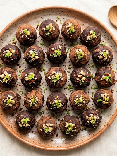 Batch-Prep Mexican Chocolate-Chile Walnut Truffles with Lime Zest