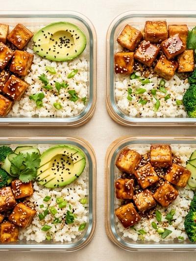 Batch-Prep Sesame-Ginger Paneer Bowls with Coconut Cauliflower Rice