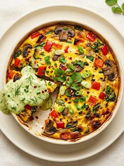 Batch-Prep Smoky Western Egg Casserole with Avocado Ranch