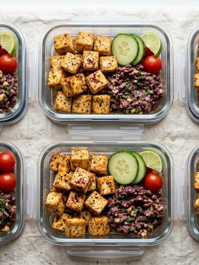 Batch-Prep Sumac Tofu Bites with Kalamata-Walnut Tapenade