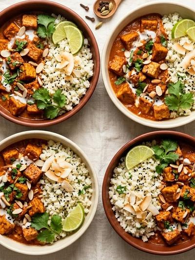 Batch-Prep Tempeh Rogan Josh Bowls with Coconut Cauliflower Rice