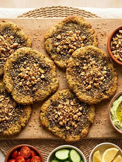 Batch-Prep Za'atar Almond-Flax Flatbreads with Walnut Dukkah Crumble