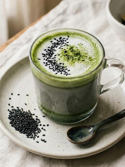 Matcha Black Sesame Coconut Cream Latte