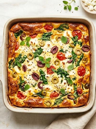 Meal-Prep Mediterranean Ricotta Egg Bake with Feta & Olives