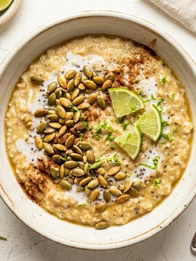 One-Pan Mexican Coconut & Pepita Breakfast Porridge with Lime