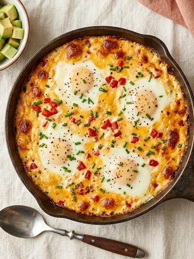 One-Skillet Pimento Cheese Egg Bake (Creamy Keto Side)
