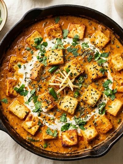 One-Skillet Tofu Lababdar in Velvety Tomato-Cream Sauce