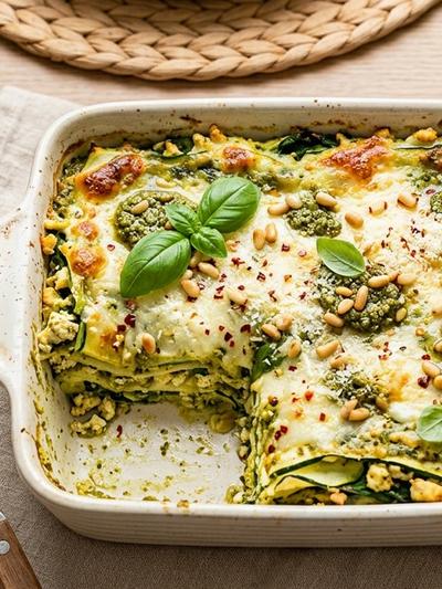 Paneer Pesto Zucchini Lasagna (Meal-Prep Friendly)